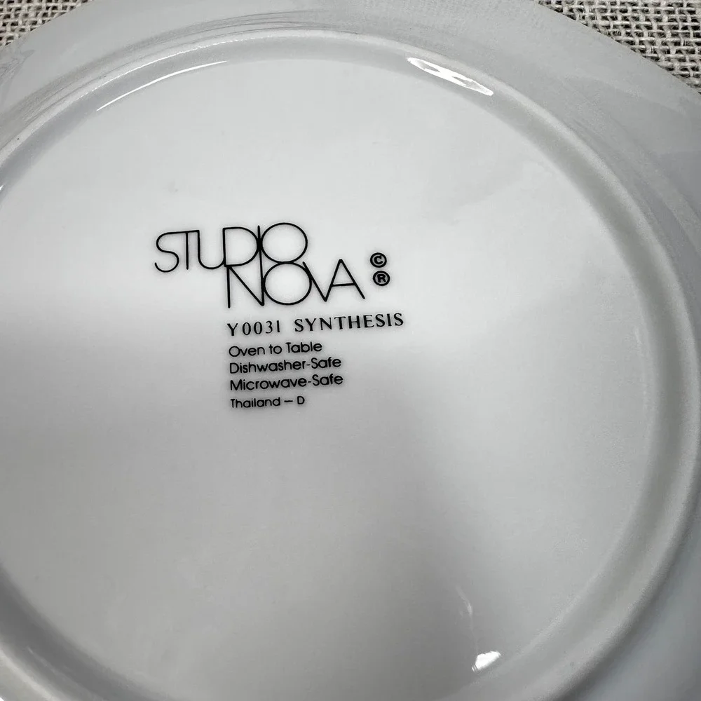 Studio Nova Synthesis Y0031 Octagon Salad Plates Black White Art Deco Set of 2